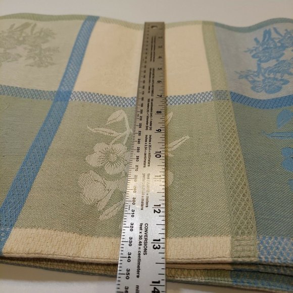 Cream Blue Green canvas floral Reversible Rectangle 19.5x13.5 Placemats Set of 4 - Picture 4 of 10